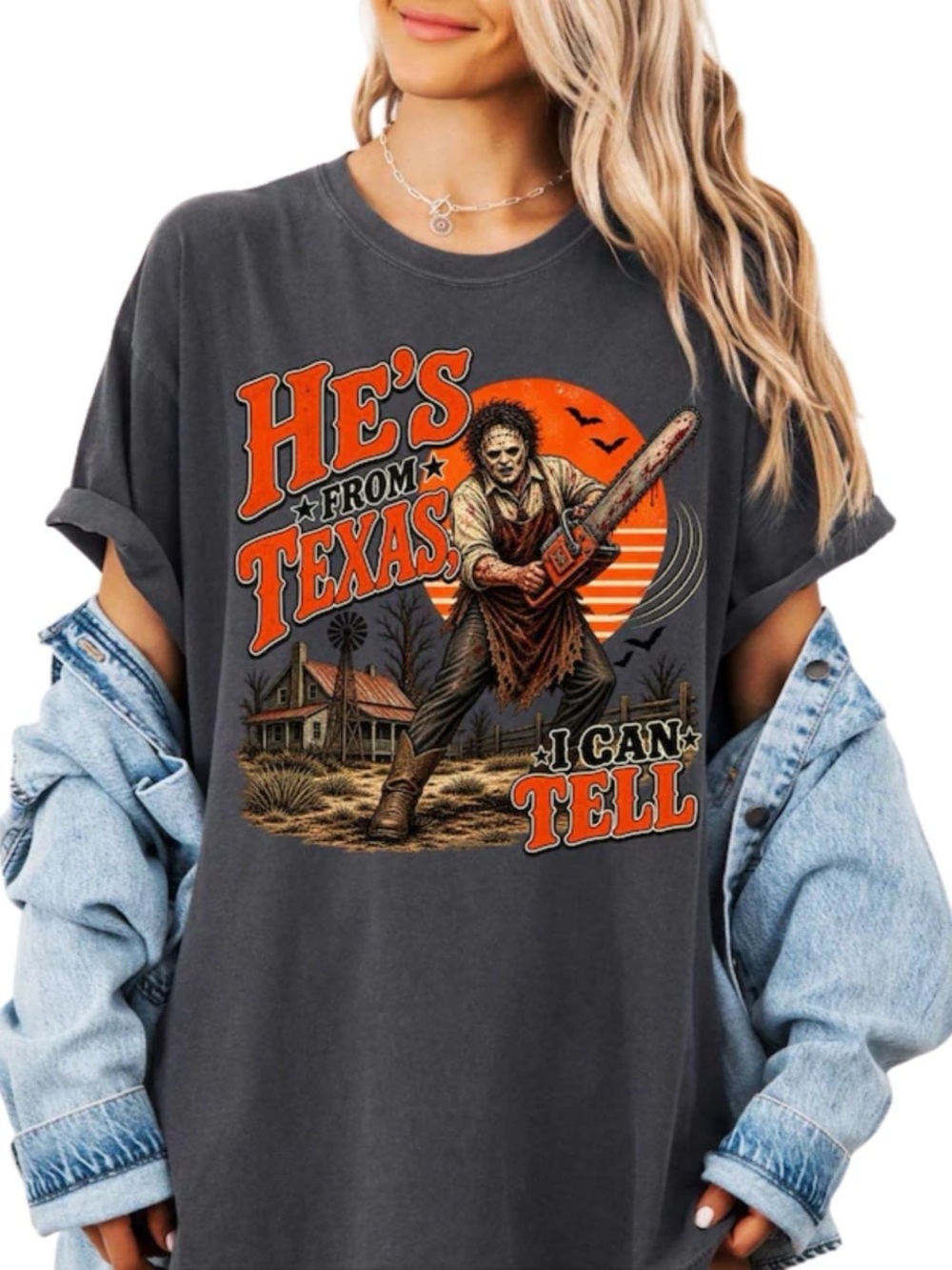 Comfort Colors Pepper Graphic Tee with Orange & Cream Texas